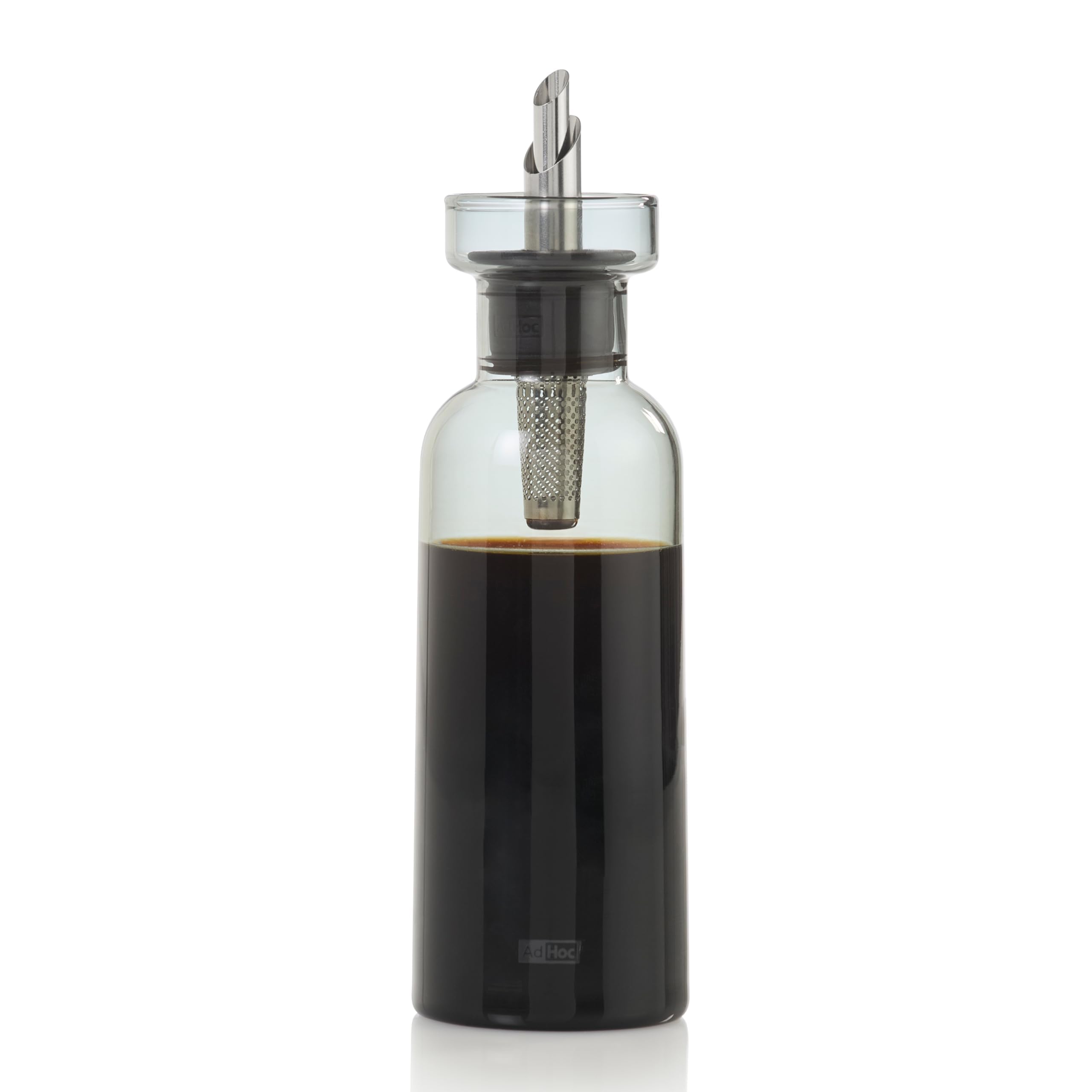 AdHoc AromaPour - Set di 2 bottiglie per olio e aceto, in vetro grigio, 300 ml, dispenser filtrato antigoccia, per olio e aceto, lavabile in lavastoviglie