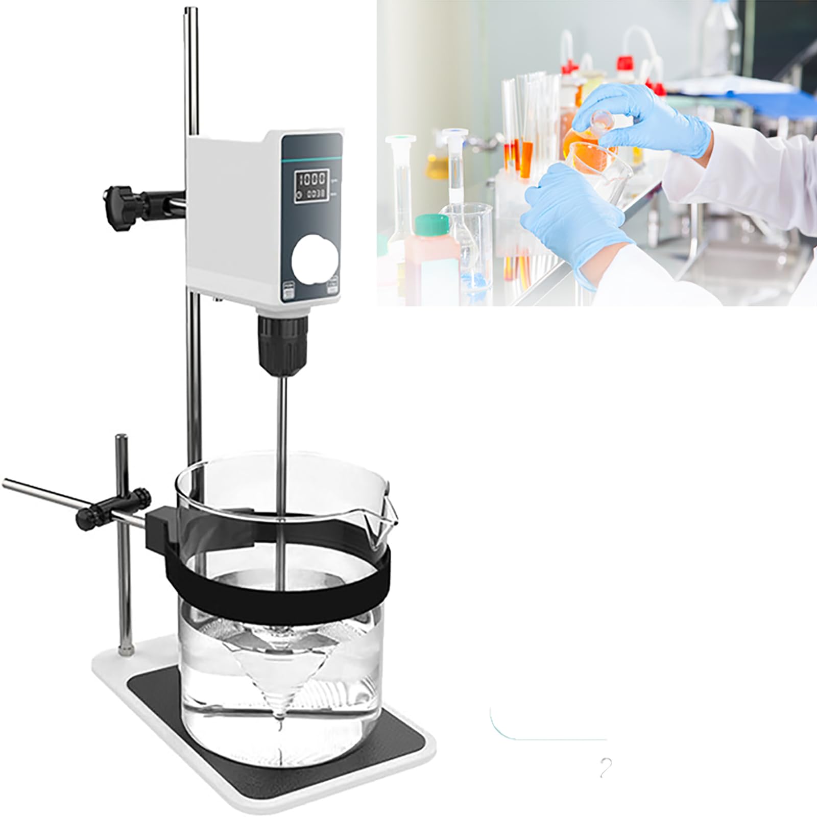 IMOSEI Electric Overhead Stirrer, 10L/20L Digital Display Laboratory Electric Stirrer, Brushless Motor with High Torque, Adjustable Speed and Timing, for Paints, Dyes, and Reagents