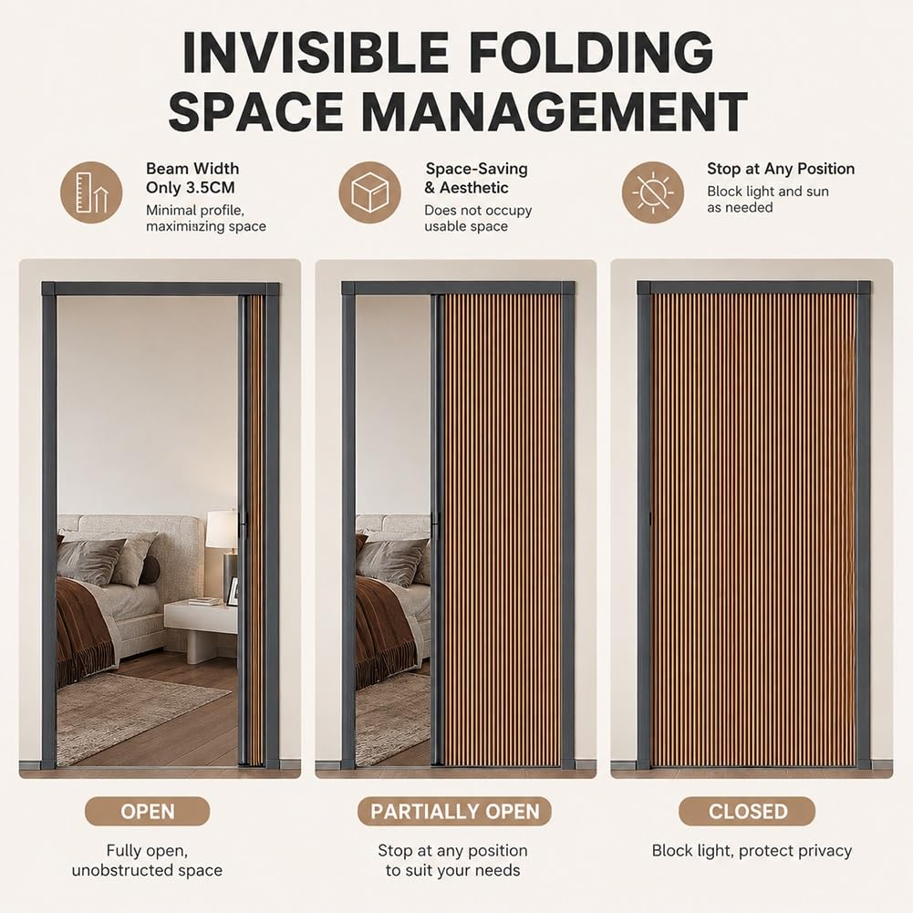Puerta Acordeón Interior A Medida, Puerta Plegable Corredera para Armario con Marco De Aluminio para Dormitorio, Baño Y Cocina