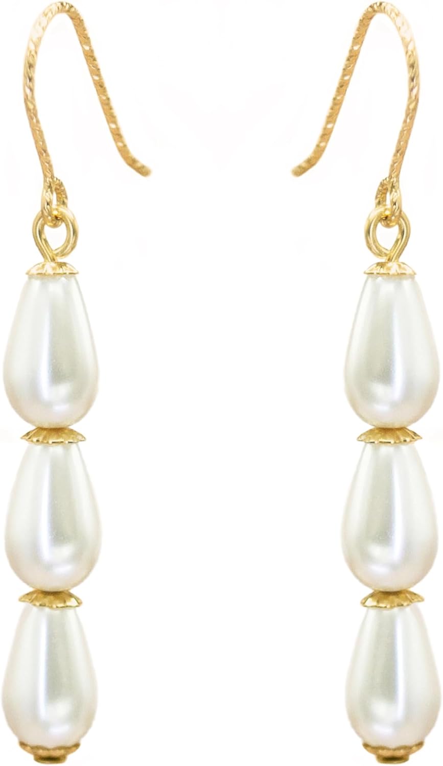 Classy Gold Filled Pearl Drop Earrings, Pearl Earrings for Women, Simple Gold Earrings Dangly, Gift for Daughter Wife Mother Bridesmaid Jewelery, Wedding Jewelry - Image 2