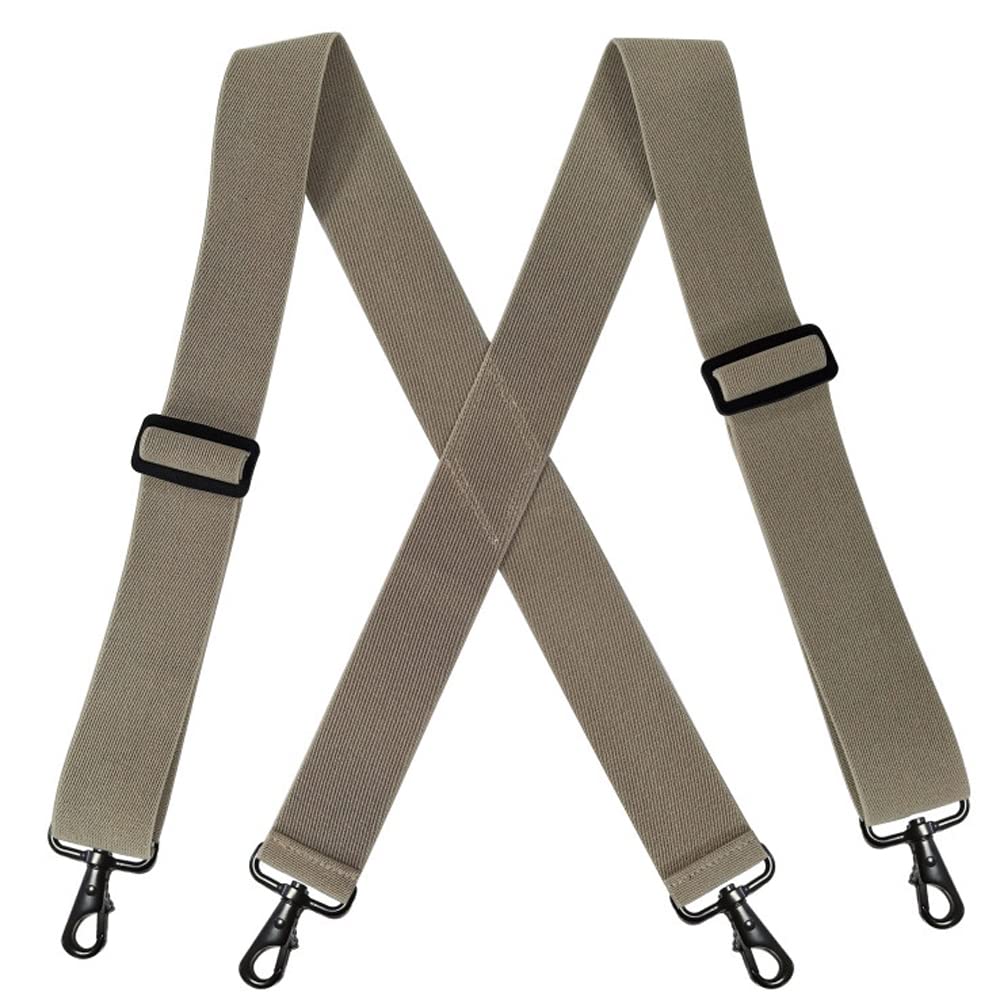 Yyksydpt Unisex Khaki 2Inch Heavy Duty Braces For Men, Work Suspenders With Hooks Mens Braces For Men Trousers Outdoor (Khaki)