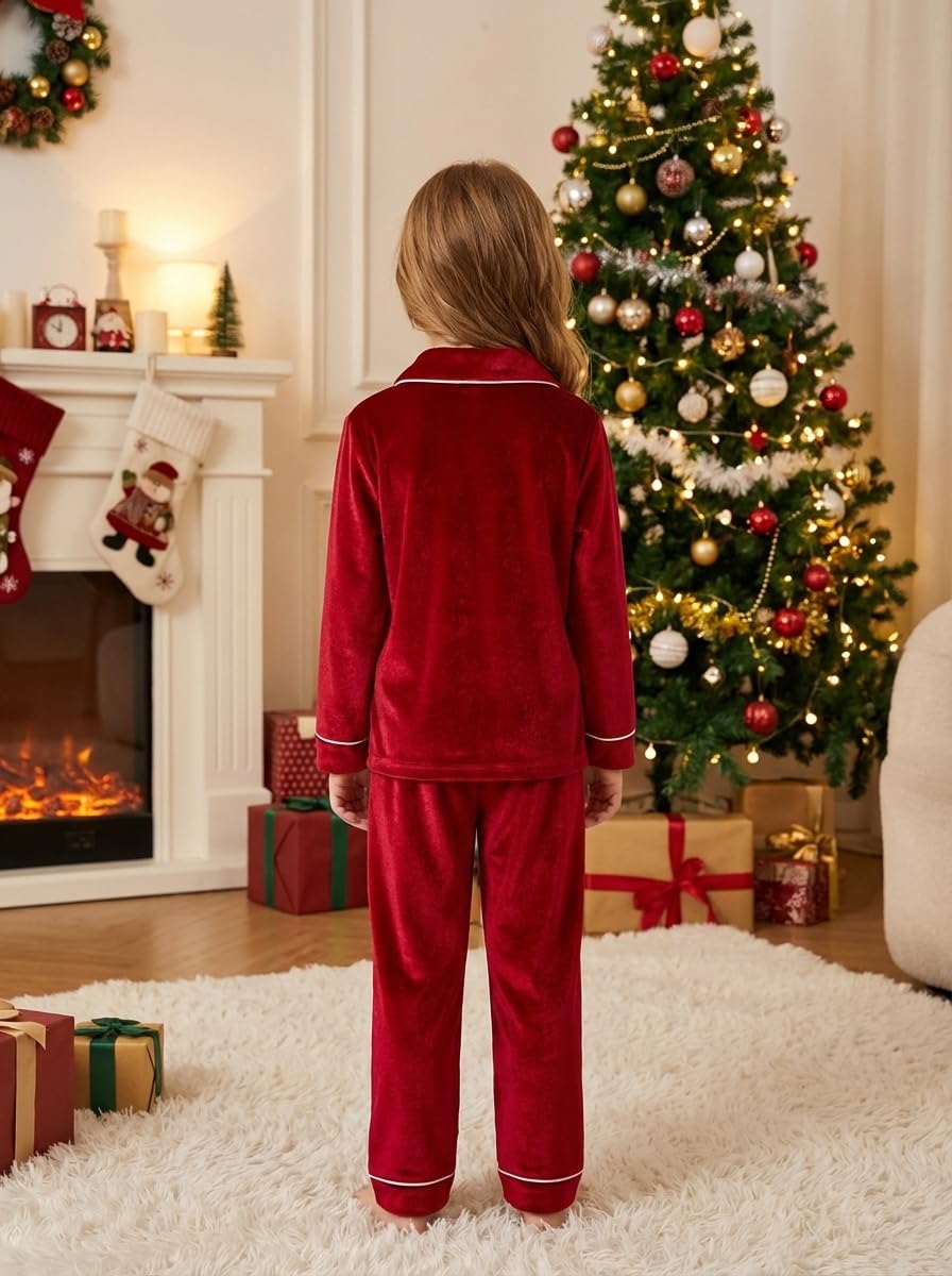 Bambini Ragazzi Ragazze Set di Velluto 2 PZ Tinta Unita Manica Lunga Bottone Giù Outfit Velour per Bambino Grande Piccoli Bambini 3M-13Y