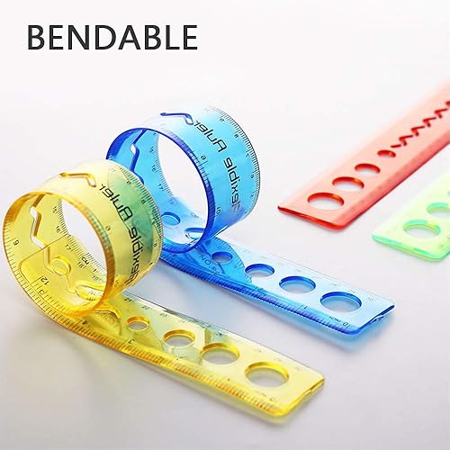 Miniatura 5 de Regla flexible de 12 pulgadas, regla de plástico de goma, reglas flexibles, regla de borde recto inastillable, regla suave para la escuela, aula,