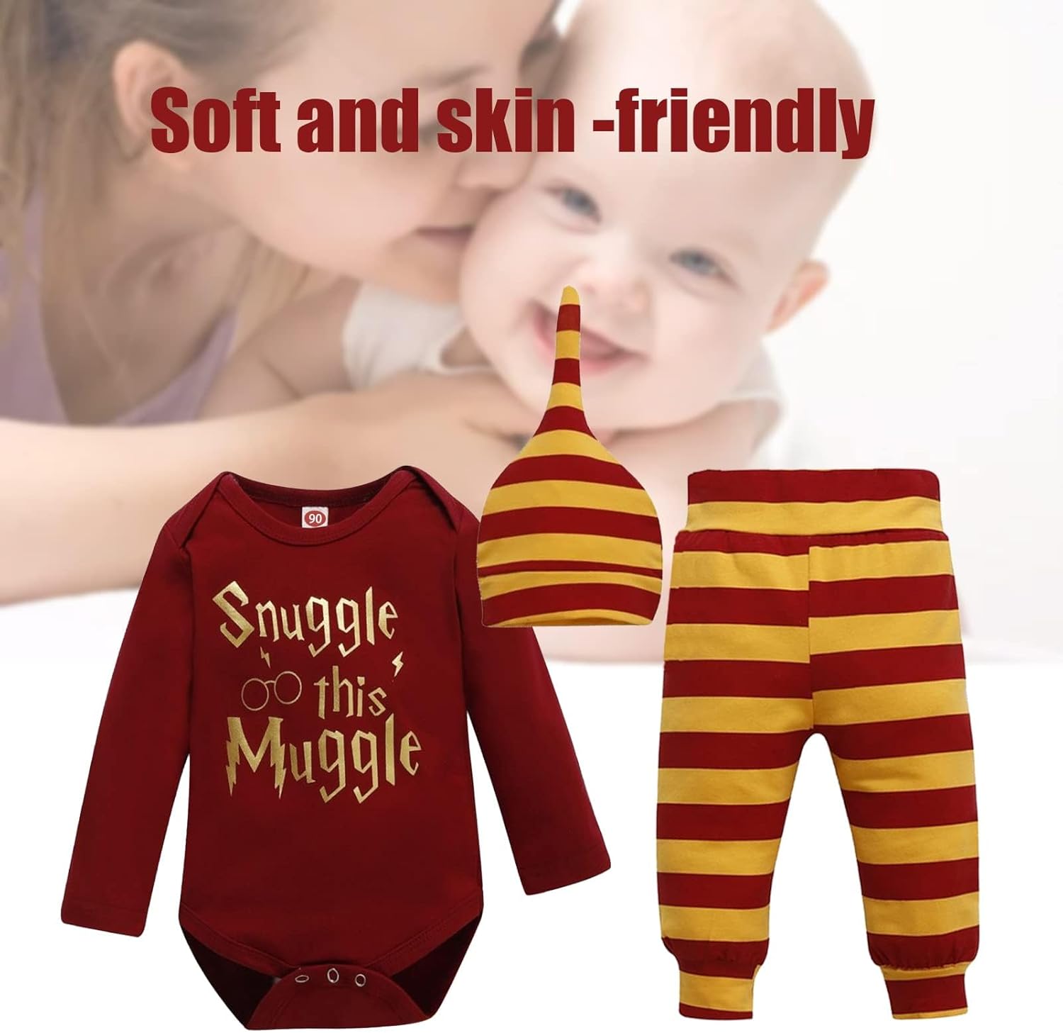 616N67FVAsL._AC_SL1500_ OTKARXUS Baby Boy Clothes,Infant Long/Short Sleeve Romper + Hat + Striped Pants 3PCS Outfits Sets,Long/Short Sleeve Suit for Unisex Boys Girls