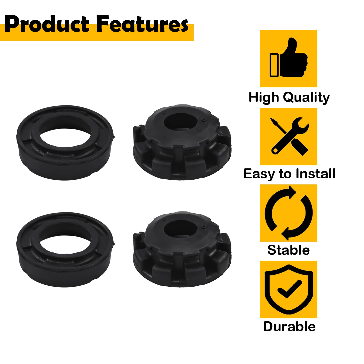 K160040 K160041 52088257 52088401 Kit d'isolateurs de ressort hélicoïdal supérieur et inférieur avant compatible avec Jeep Grand Cherokee WJ/WG 1999-2004