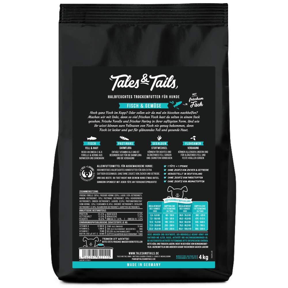Tales & Tails Hundefutter 'Fisch Kopp?' – Softes Trockenfutter, 3 X 4 Kg, Mit Frischem Fisch