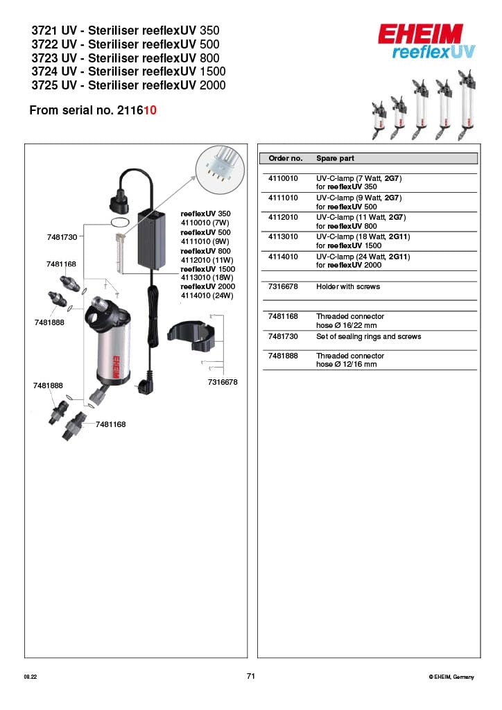 Eheim Reeflex UV350 7 Watt sterilizzatore per Acquario (80 – 350 l)