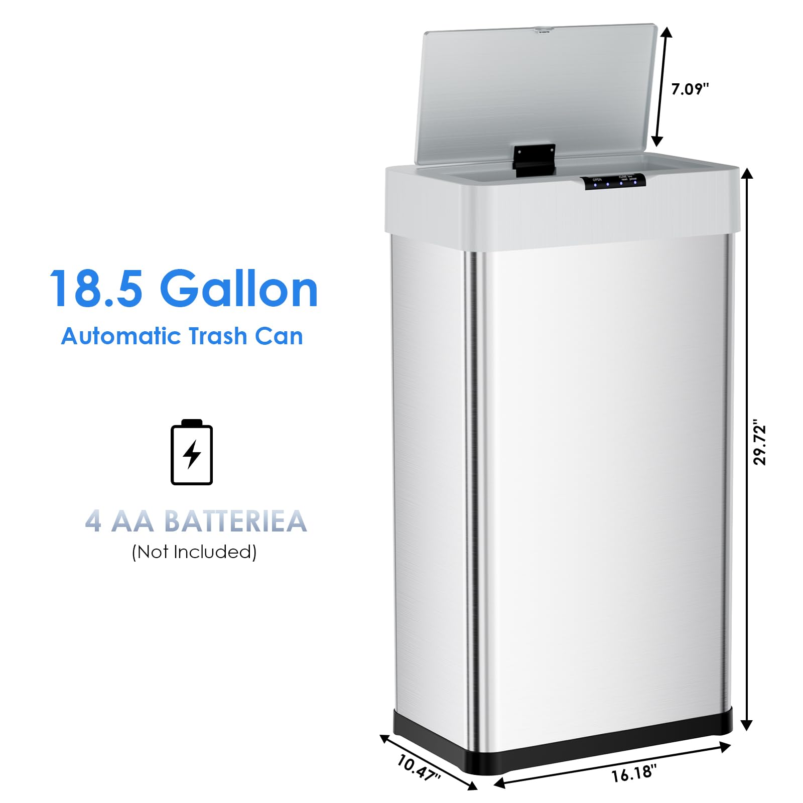 AthLike Sensor Trash Can, Touchless Motion Sensor Trash Bin, Smart Automatic Garbage Can with Soft-Close Lid, Bag Retainer Ring and Display Light,for Kitchen,Living Room Office (White, 21.1 Gal)