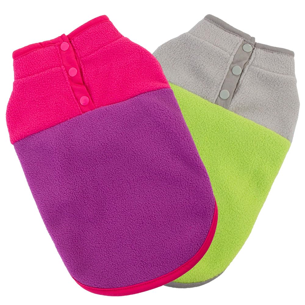 Pack of 2 Dog Sports Vest Dog Jacket Dog Coat with Leash Hole - Fleece Vest Dog Pullover - Warm Dog Jacket - Dog Clothes for Small Dogs Boy or Girl (Small, Contrasting colors2)