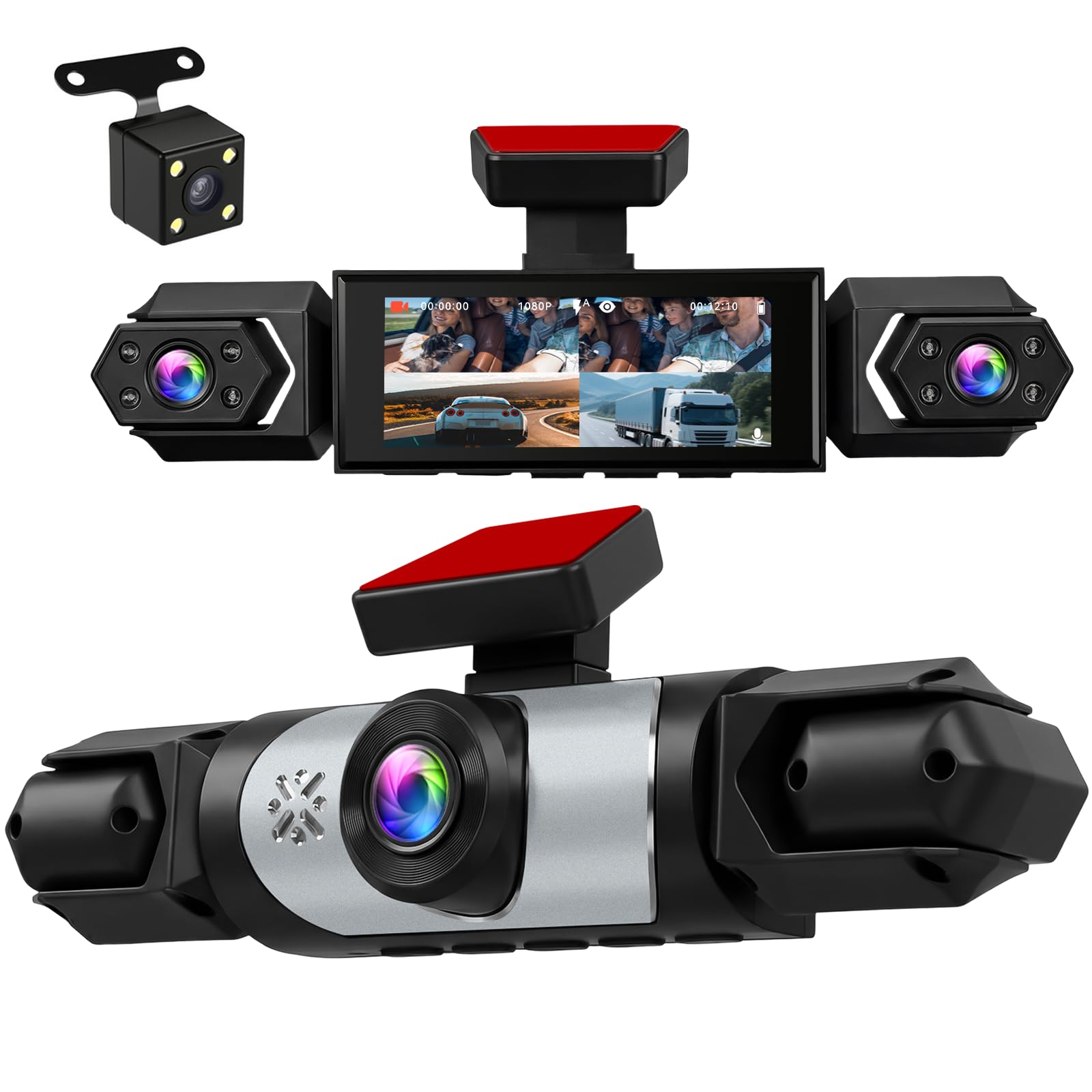 360° Dash Cam Front/Rear/Inside/Side 4-Channel Dash Camera FHD 1080P+480P×3 Car Dash Cam, 3.16" IPS Screen, Loop Recording, G-Sensor, Night Vision, Parking Mode, Support 64GB Max-image-23