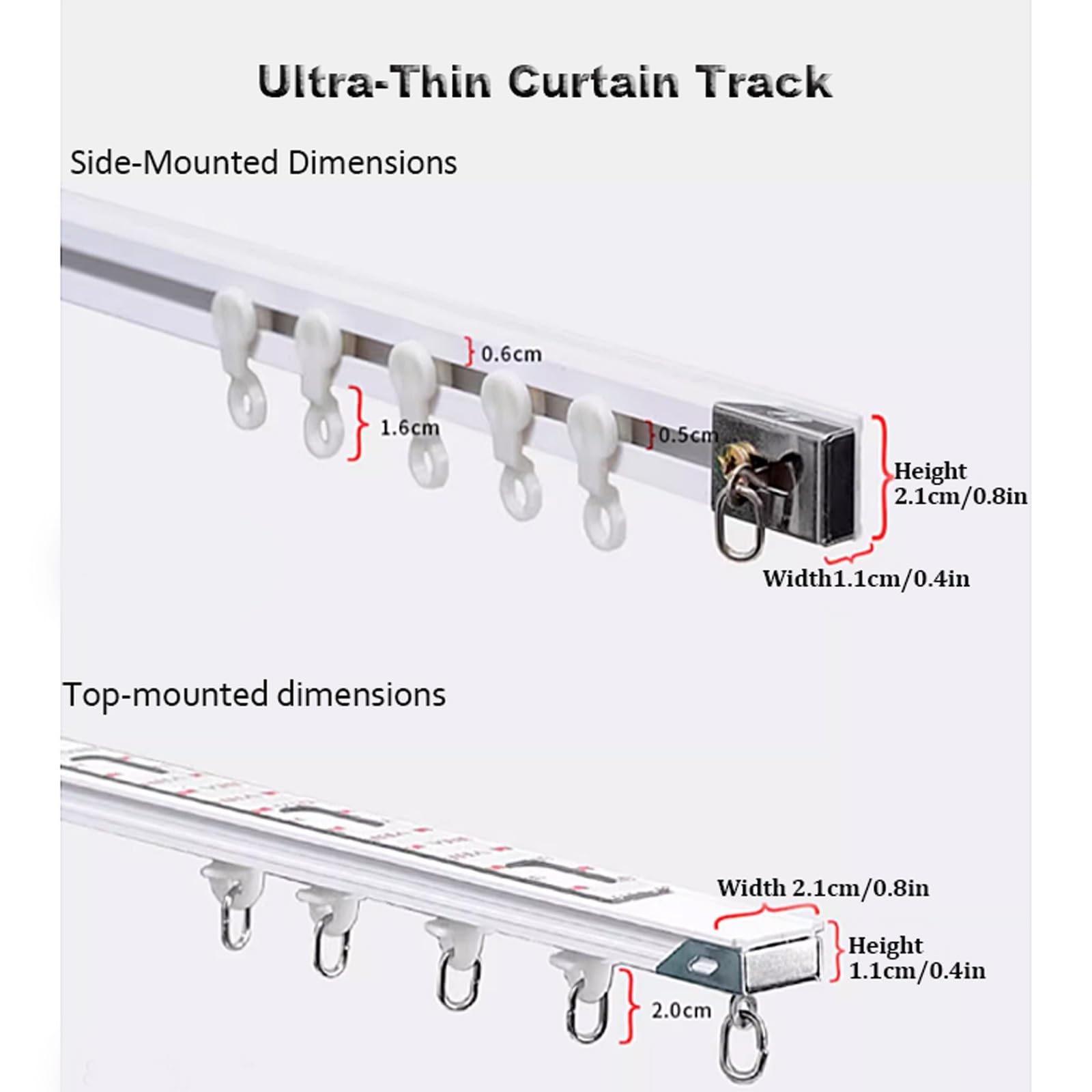 Tringle à rideaux adhésive ultra fine 70 cm-600 cm, sans perçage, pour fenêtres et placards, côté blanc, 600 cm (4 x 150 cm) – Installation facile, design peu encombrant