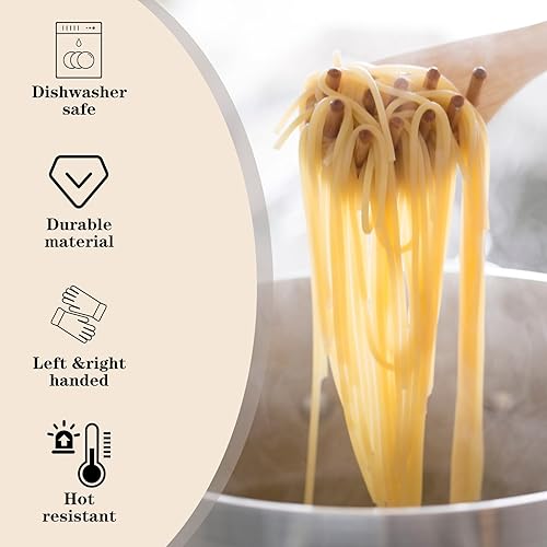 Miniatura 6 de Colador de pasta con asa, colador de olla de acero inoxidable, coladores duraderos plateados para fideos para freír espagueti, frutas, verduras,