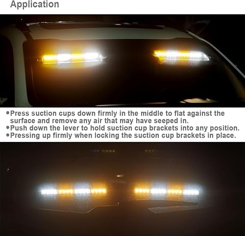 Miniatura 2 de Barra de luz estroboscópica de emergencia LED azul 2 en 1 para vehículos de bomberos voluntarios, autos de policía, camiones, parabrisas delantero y