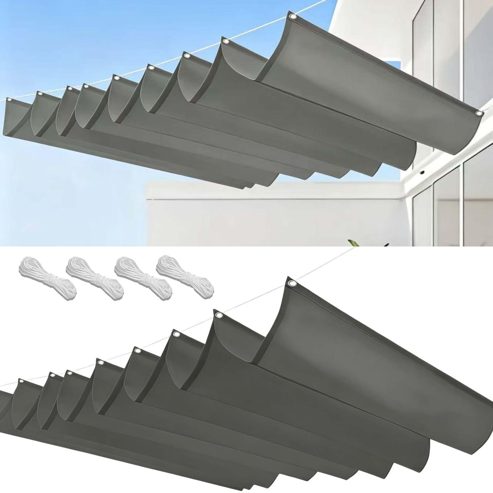 Maska Przeciwsłoneczna Z Materiału 105x240cm Regulowany Na Zamówienie Wodoodporna Osłona Pergoli Ogrodowej Z Oczkami I Sznurkiem Do Ogrodu Zewnętrznego, Patio, Trawnika, Jasny szary