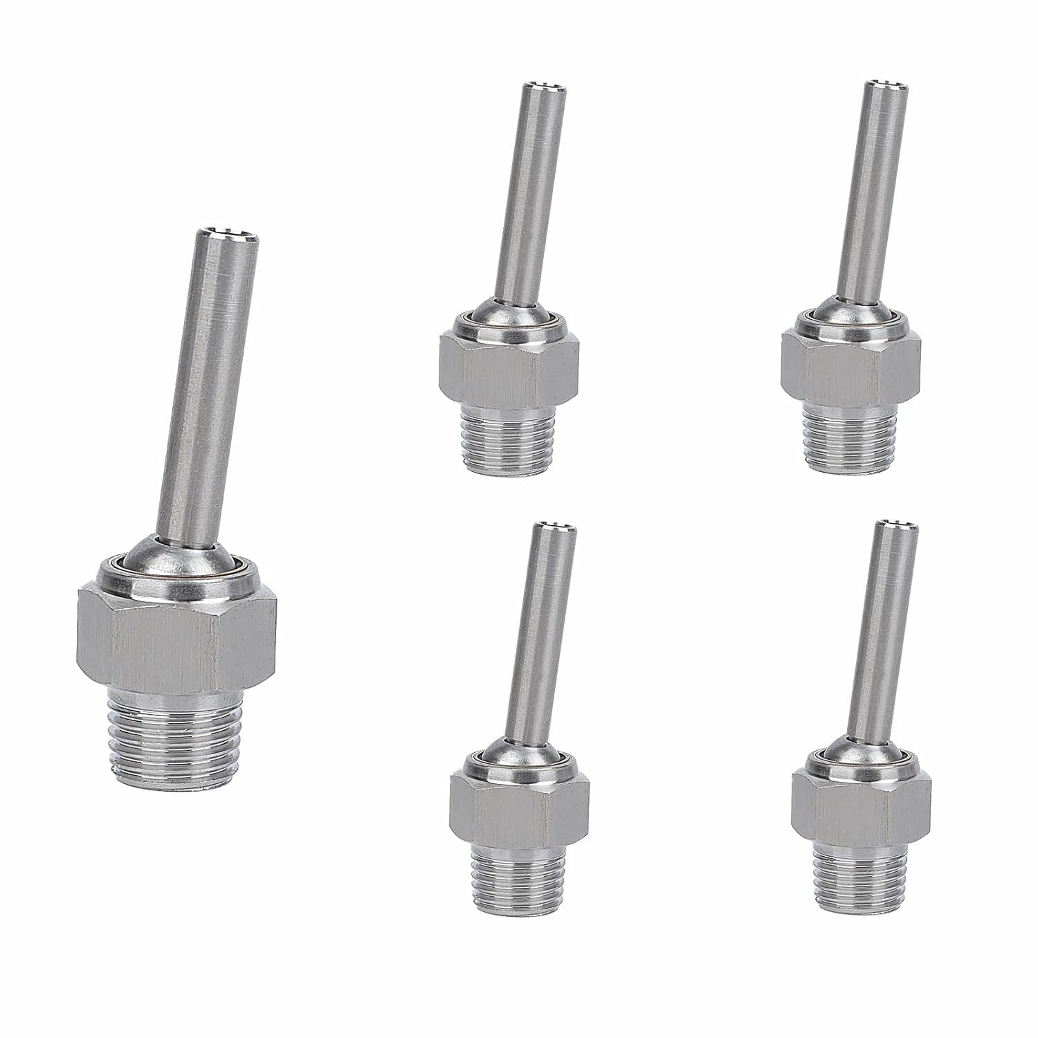 5 Pcs 1/8" NTP x20/40/60mm HTSN-1/8-60 Coolant Pipe Adjustable 304 Stainless Steel Screw-in Coolant Nozzle High-Pressure Water Oil Cooling Tube for Lathe, Milling, CNC Machine (HTSN-1/8-40)
