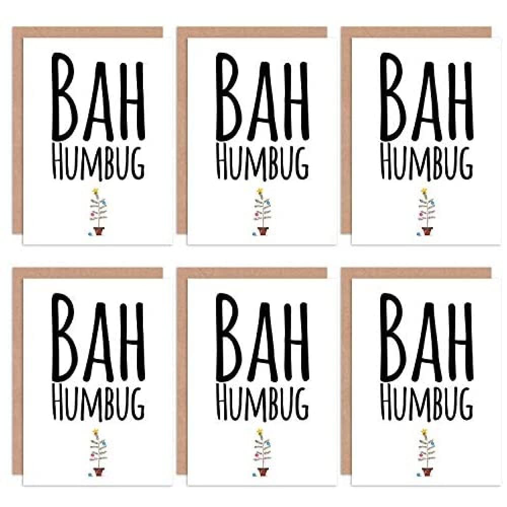 Wee Blue Coo Blue Wee Coo Christmas Cards 6 Pack - Funny Bah Humbug Grumpy Set Xmas Cards