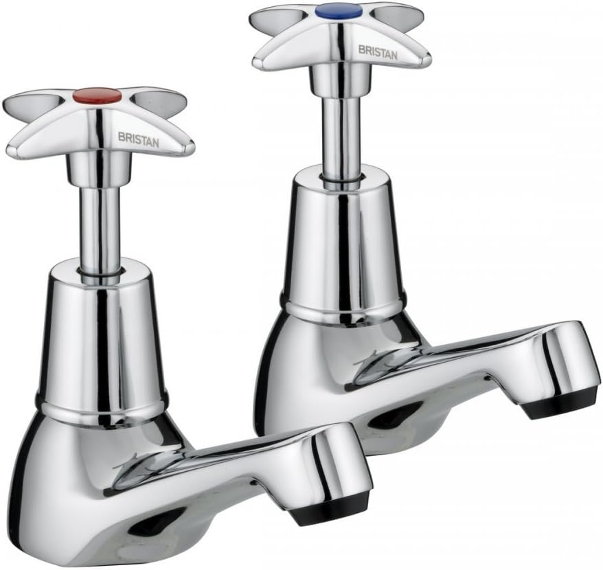 BristanVAX 1/2 C 5412 Cross Top Basin Taps - Chrome Plated