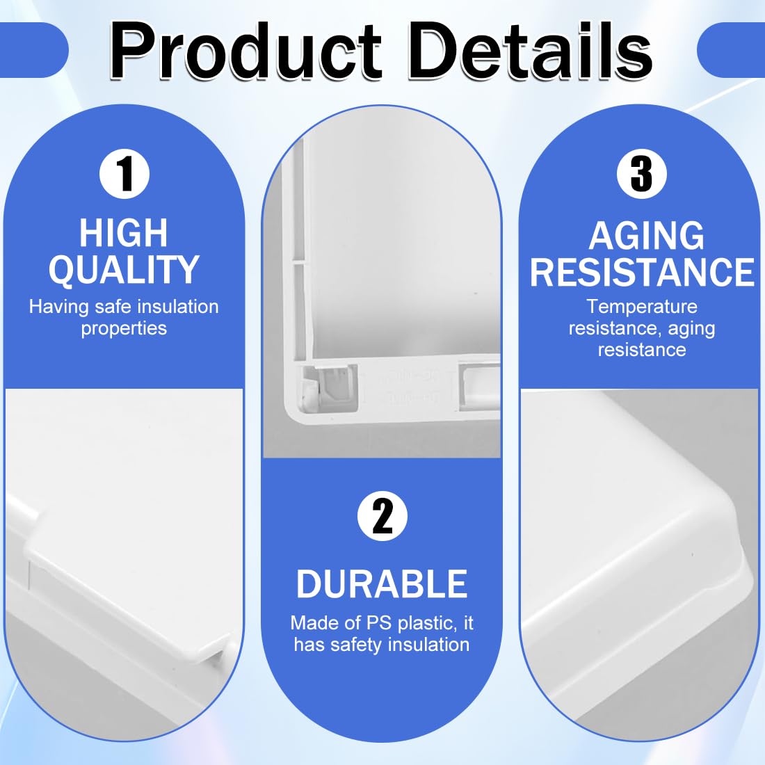 UIEXEA 4 Pcs Tipo 86 Tapa Enchufes Bebe de Estanco Exterior Pared, Autoadhesivo Cubierta Toma Corriente, Protector Enchufes para Bebes Para de Baño, Cocina, Dormitorio — view 3