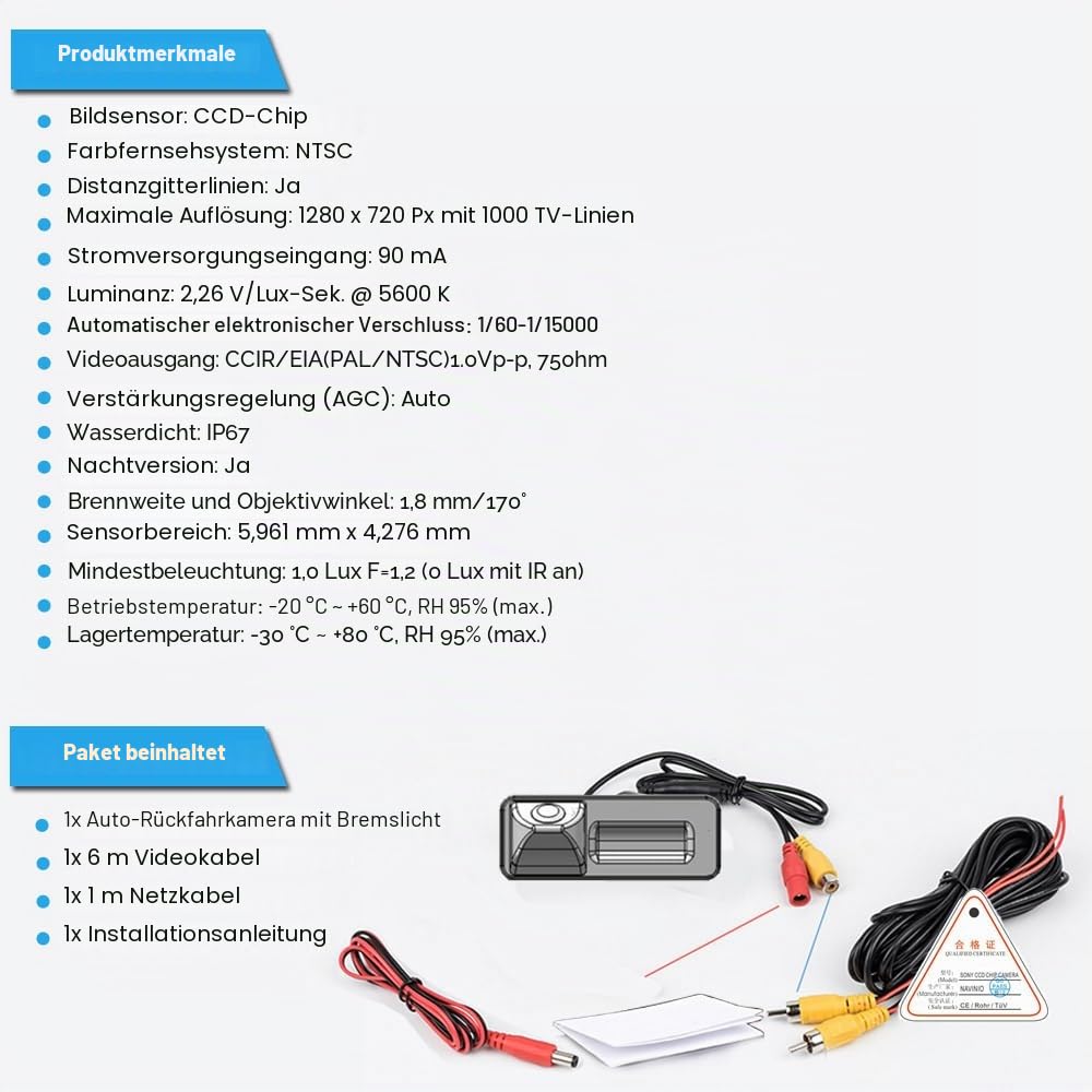 Auto Rückfahrkamera Replacement for Replacement for Skoda VW EOS Golf New Beetle Cabriolet Passat CC Phaeton Polo Scirocco Amarok Crafter Kasten Bora Citroen Peugeot Porsche 911 991 Cayman Cayenne