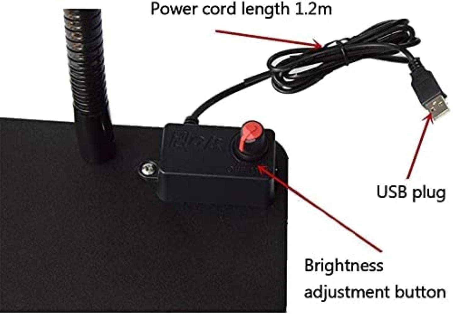 MRKU Lupa de Escritorio LED, lámpara de Aumento, Brillo Ajustable, Manguera Curva Flexible, Lupa de iluminación de Lectura para Mantenimiento