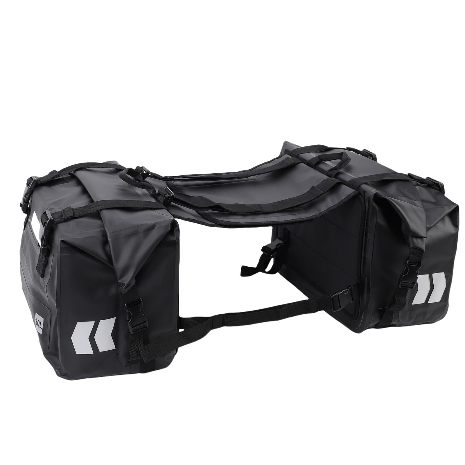 Alomejor Motorrad-Satteltaschen, 500D PVC wasserdichte Motorrad-Gepäcktasche, 30 L auf Jeder Seite, Abnehmbare Rahmenhalterung, Rollverschluss, Formbeständigkeit, für Pendler, Tourenfahrer