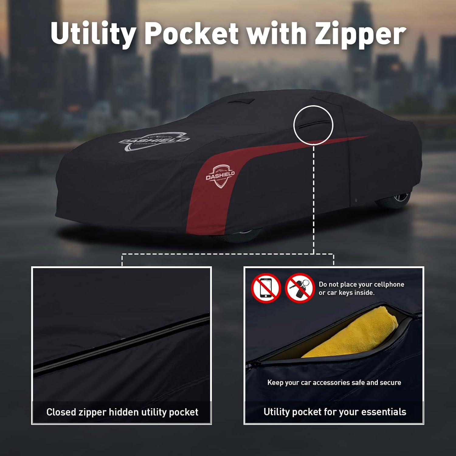 Ultimum Lite Car Cover for 2008 2009 Pontiac G8 Sedan 4-Door with Zipper Breathable All Weather Protection Scratch, Dust, Sun, Snow, Rain Protection Indoor Outdoor Black