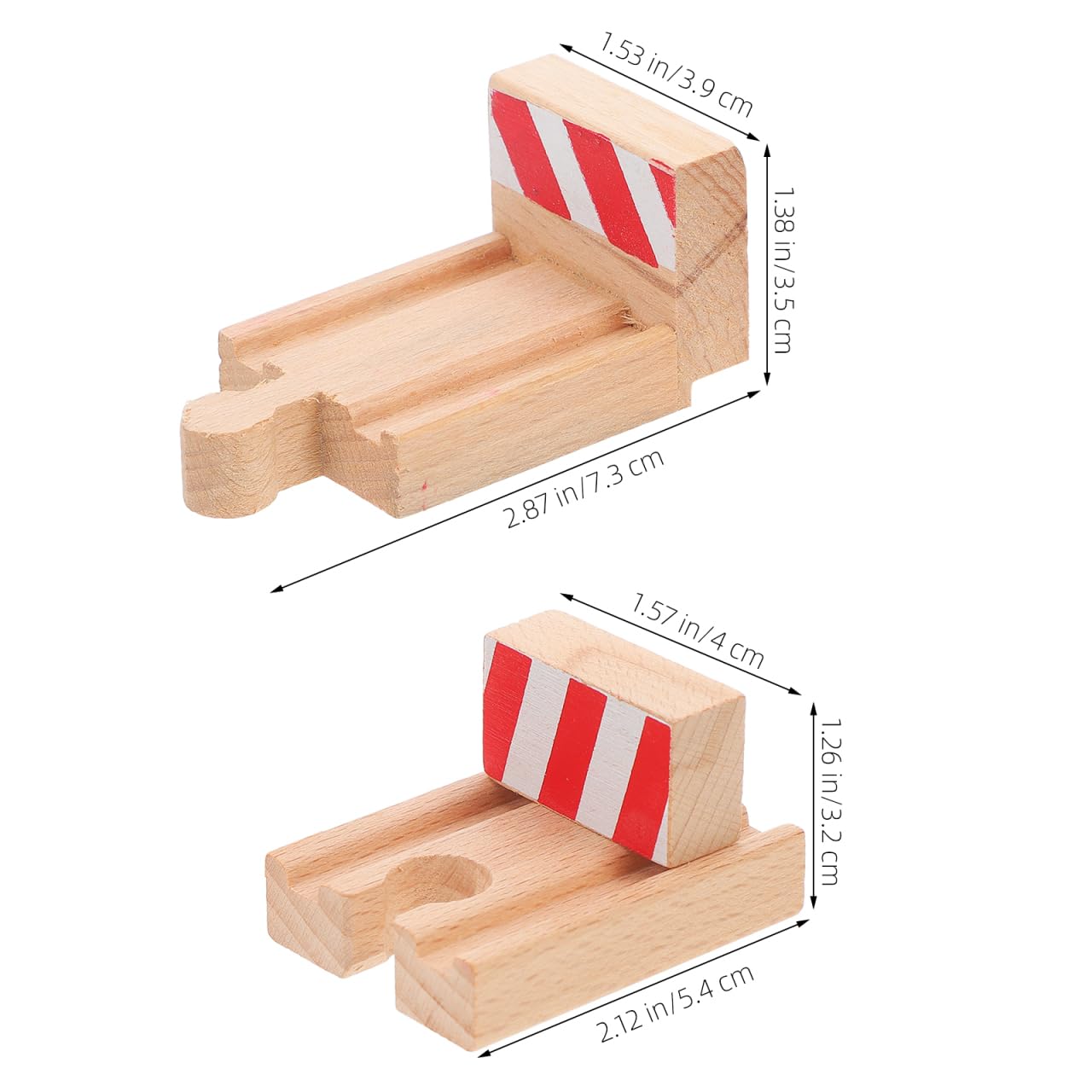 Beaupretty Wooden Train Track Accessories 2Pcs Railway Train Track Parts Compatible with Major Sets for Creative Play and Imaginative Scene Construction - Image 2