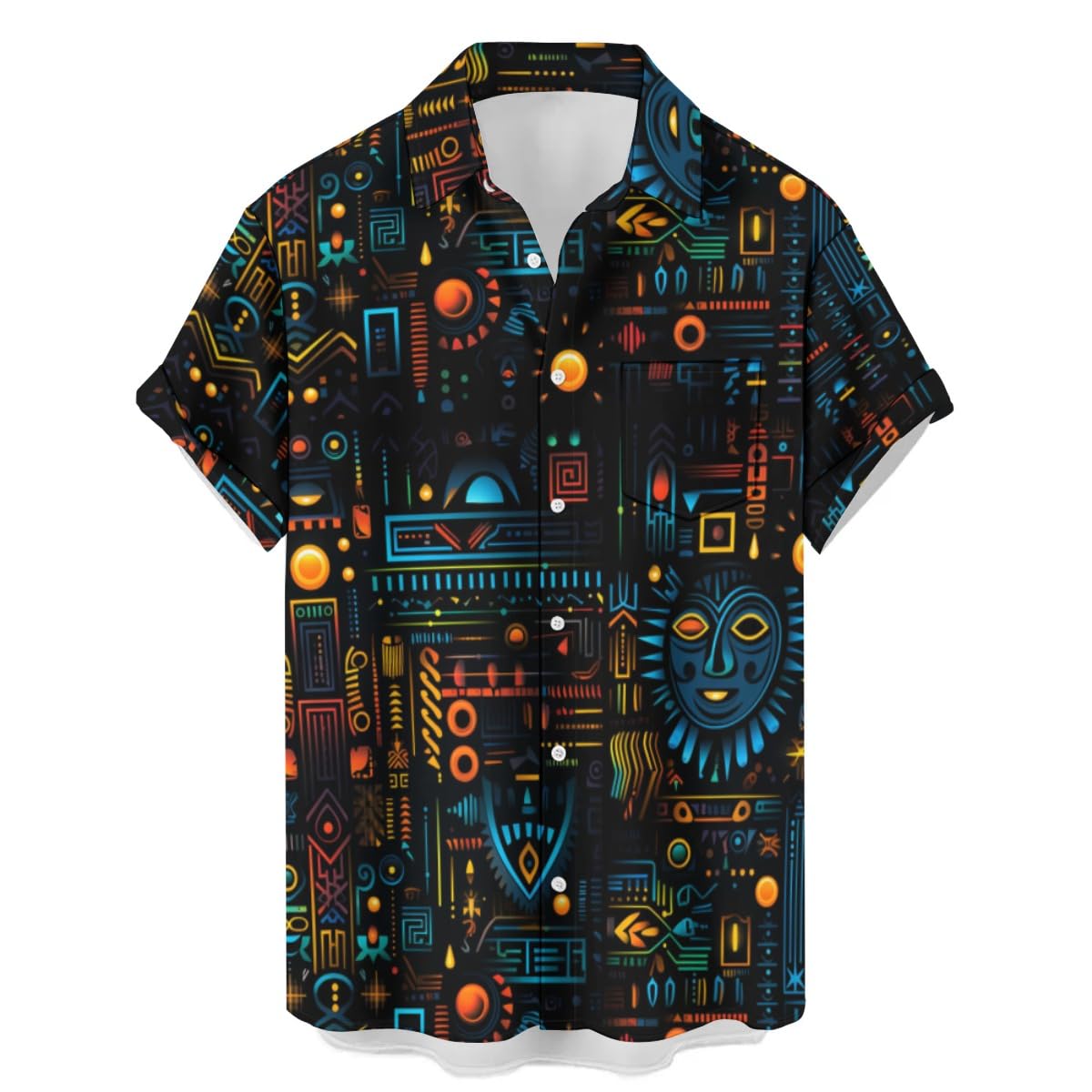 BhlounploButtoned-Down Short-Sleeve Shirt Lobster Summer Polyster Print Fitted Dress Shirts