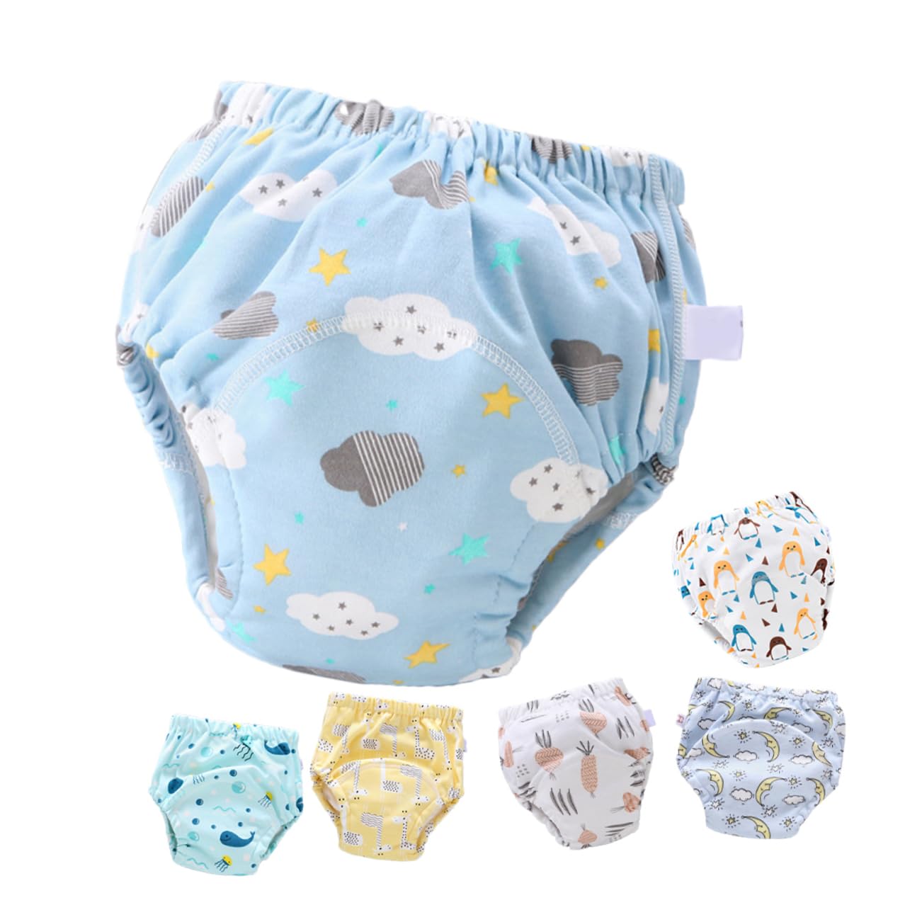 ERINGOGO 6 Stück Waschbare Baumwoll Töpfchentrainingshosen für Babys Weich und Auslaufsicher für 8-12kg zum Töpfchentraining