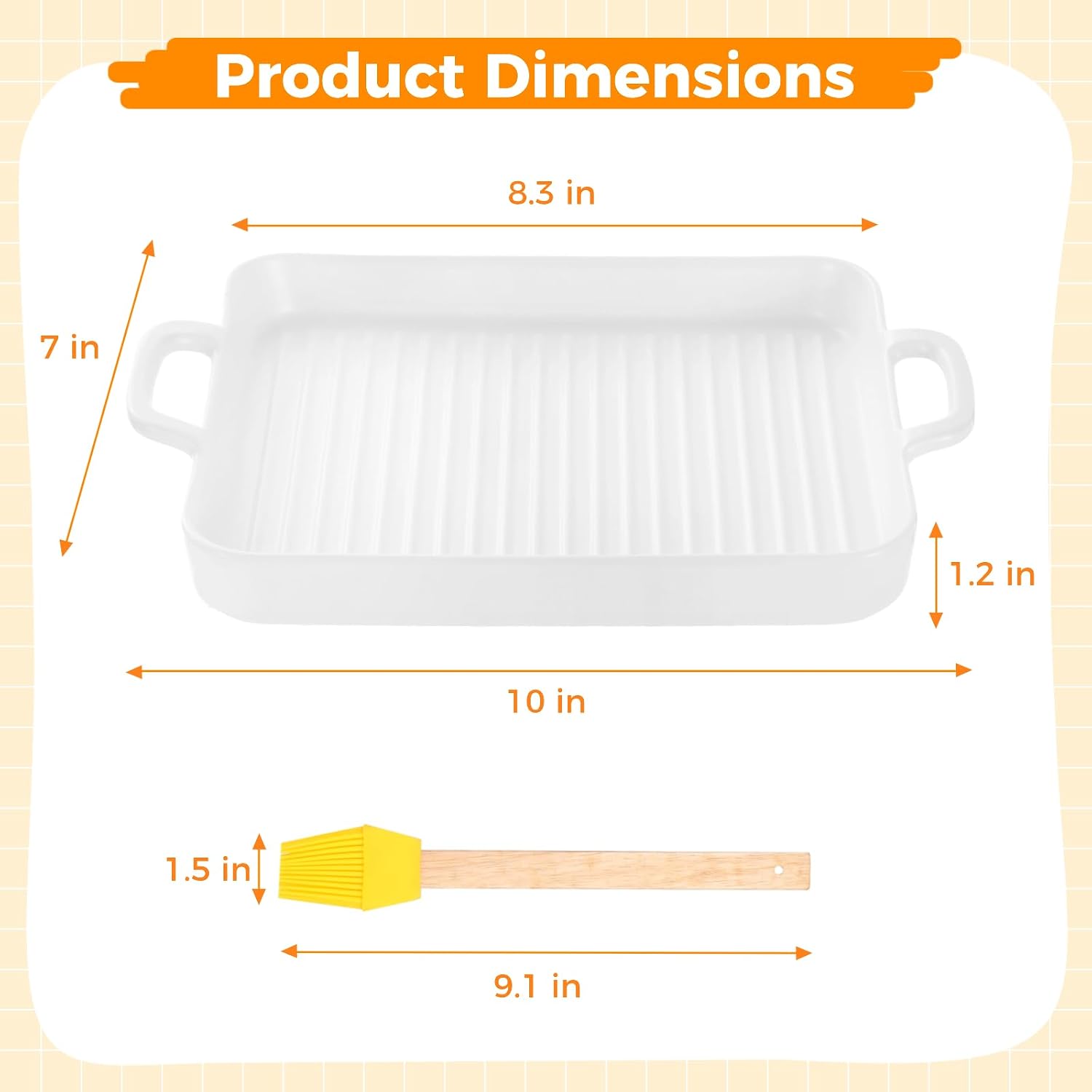 Microwave Bacon Cooker, Ceramic Microwave Bacon Tray with Dual Handles, Microwave-Safe Baking Dish, Oven and Dishwasher Compatible Roasting Pan with Silicone Oil Brush for Crispier Meal Prep