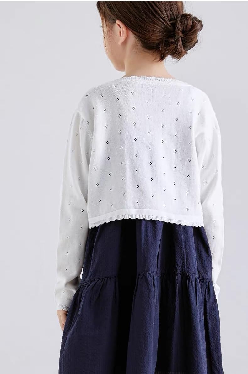 Toddler Girls Cardigan Sweater Bolero Shrug Baby Kids Long Sleeve Cropped Dress Up Button Closure Jacket Tops - Image 6