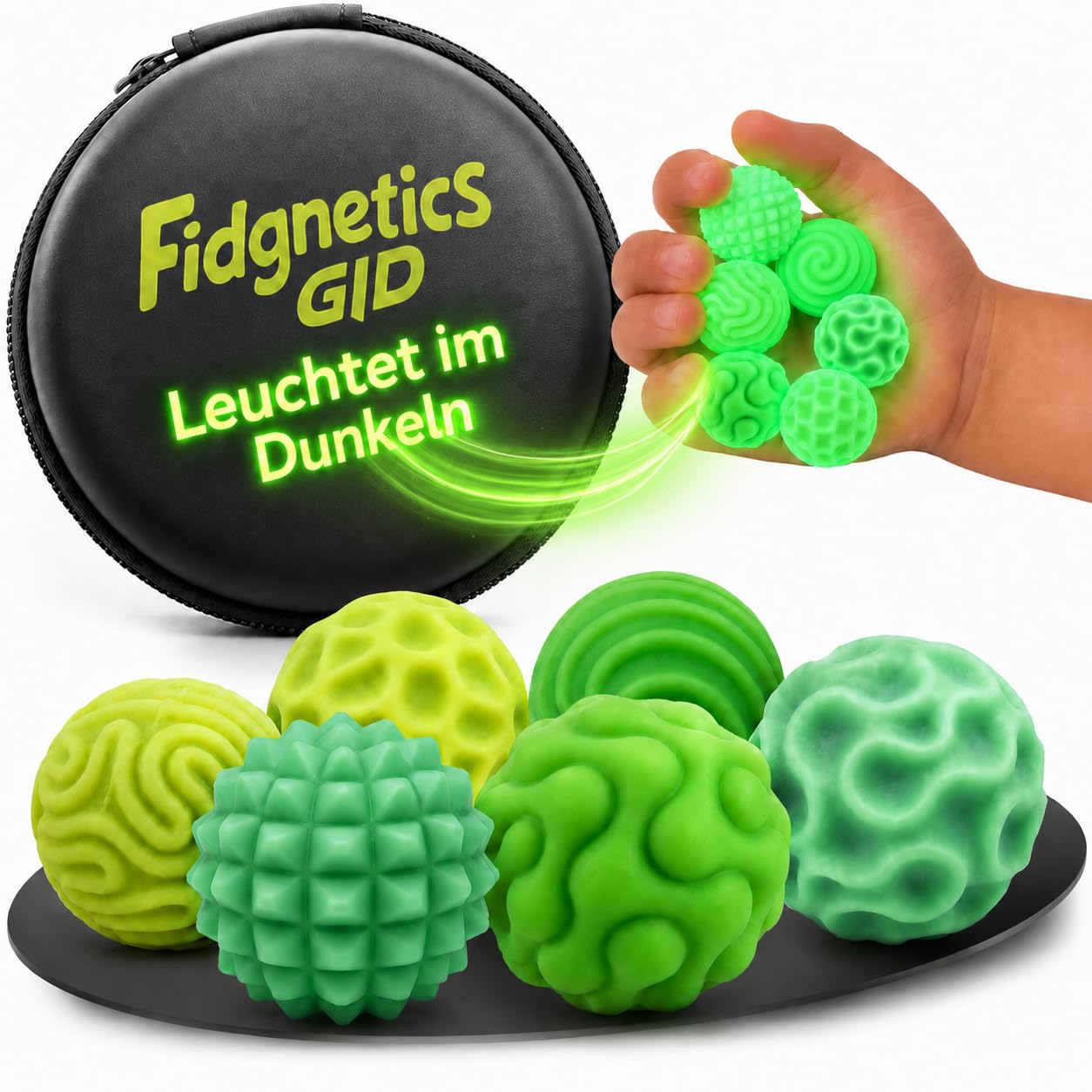 Fidgnetics® GID Glow-in-the-Dark Fidget Toys dla dzieci – magnetyczne kulki – sensoryczna zabawka na palec uspokajająca – antystresowa i sensoryczna zabawka – wspomaga cichą koncentrację – kulki