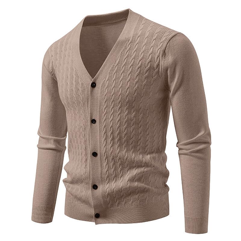 Mens Cardigan Sweaters with Buttons, Ribbed V-Neck Knitted Cardigan Lightweight Oversized Fashion Outerwear 7