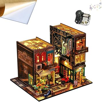 Mini 3D Wooden Doll House Craft Model with Dust Proof Cover and Music Movement,DIY Miniature and Furniture Dollhouse Kit,Creative Room Idea for Valentines Day Birthday Gift Scarborough