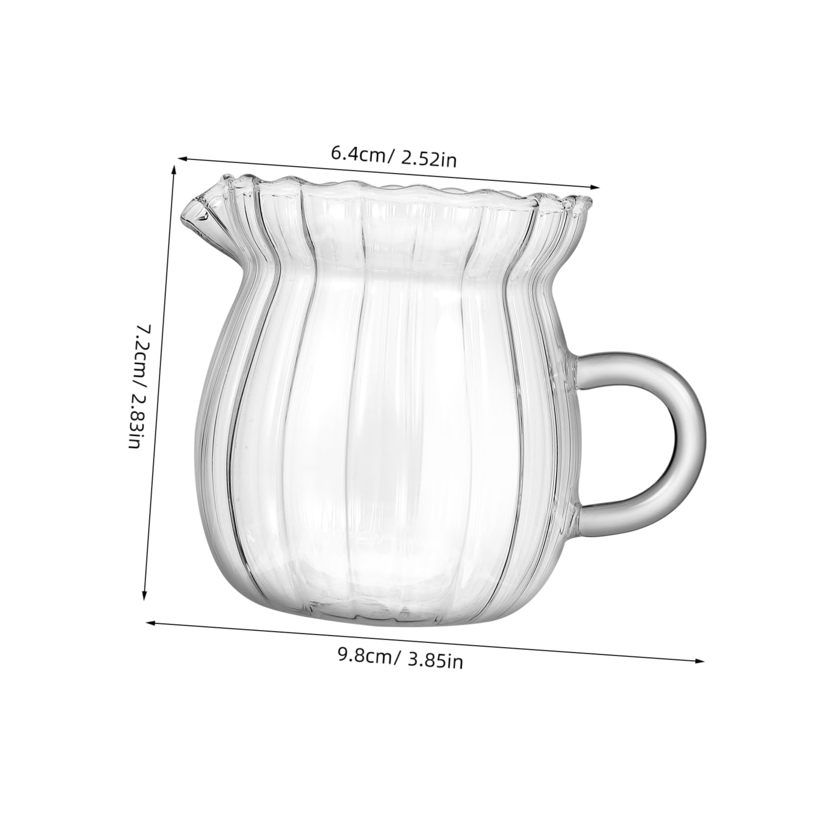 HOMOCONO Glass Milk Jug Espresso Milk Frothing Pitcher Small Creamer Pitcher Heat Resistant Vertical Stripe Design