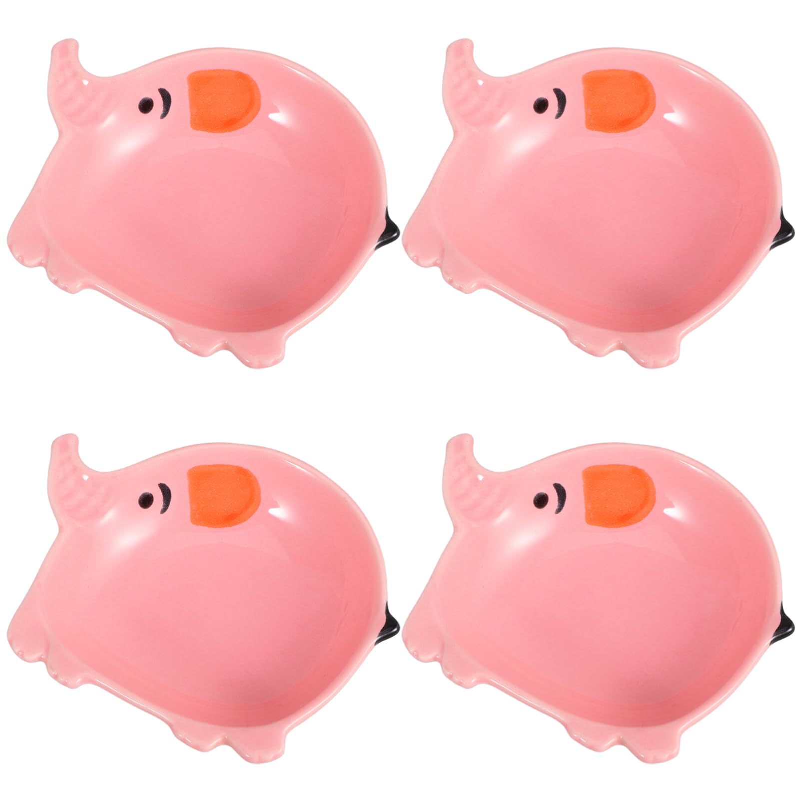 Unomor 4pcs Adorable Elephant Ceramic Tea Bag Rest Dish Fun Snack Plate Condiment Tray for Home Office Use Sturdy and Whimsical Decorative Tea Tray