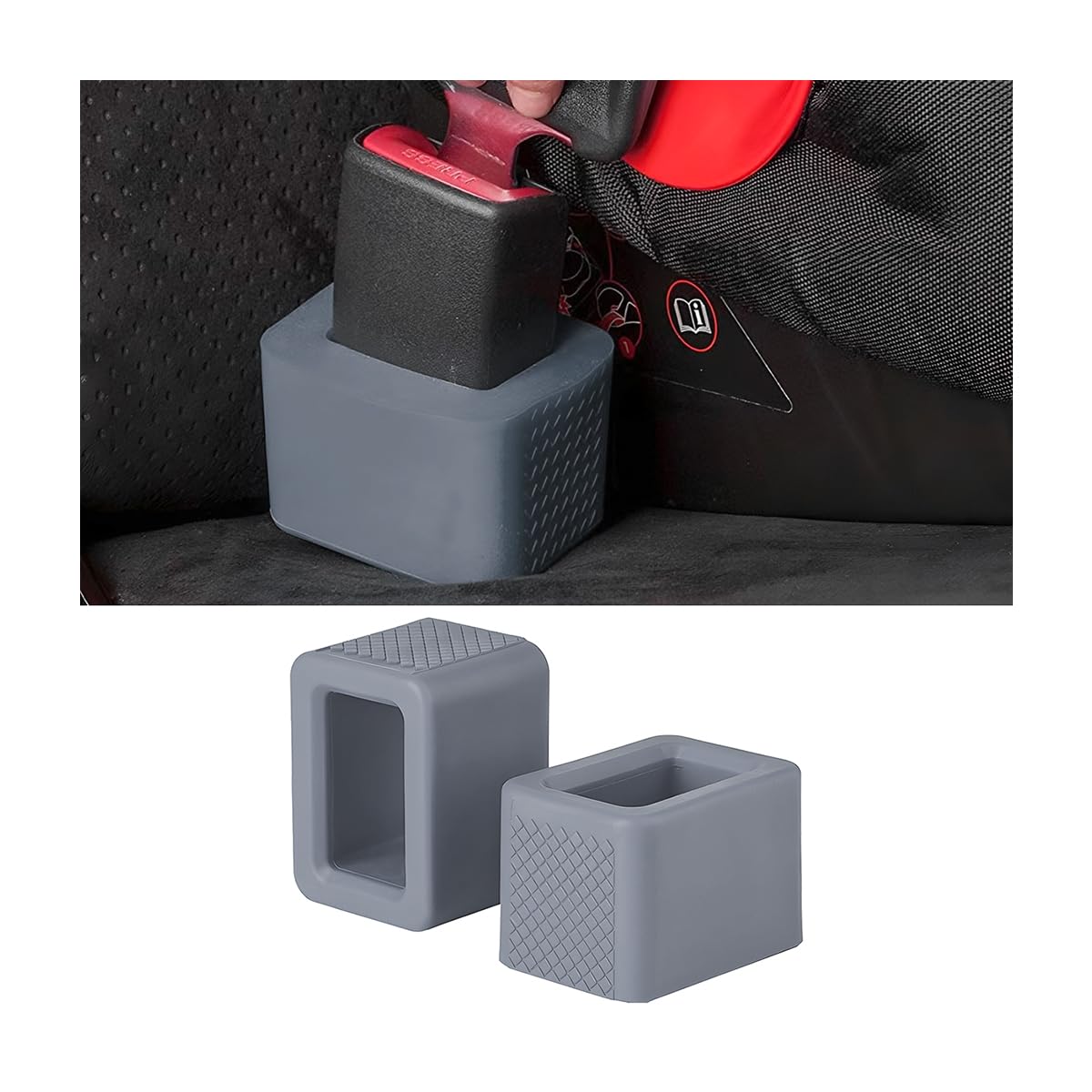 BELOMI 2 Pack Seat Belt Buckle Holder, Easy Access to The Buckles of Rear Seats, Silicone Seat Belt Buckle Booster Fit for Kids, Car Seatbelt Holder Makes Receptacle Upright Buckling (Gray)