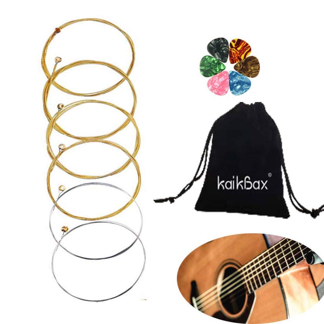 NiuChong 6 pcs Steel Acoustic Guitar Strings Set for Learner-Guitar Strings for Acoustic/Electric Guitar|Ukulele+ 6 PCS Guitar Picks+Guitar Picks Bag Love Products