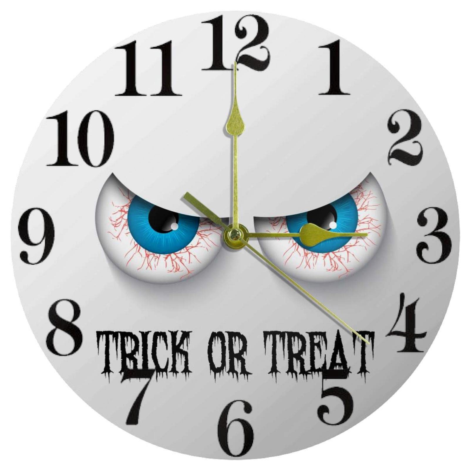 Horloge murale à quartz silencieuse Trick Or Treat ronde pour le bureau