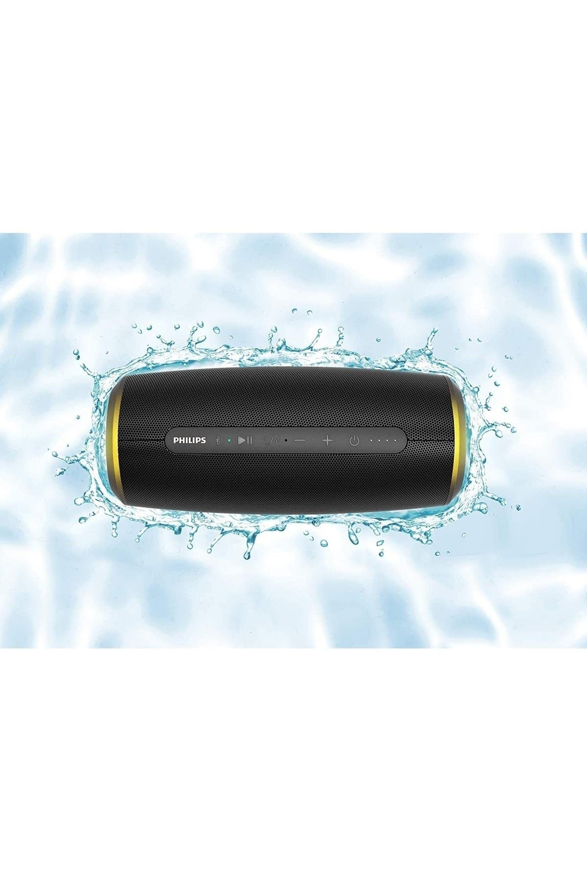 Philips S6305/00 głośnik Bluetooth z funkcją Power Bank (Bluetooth 5.0, wodoodporny, czas pracy 20 godzin, 2 pasywne promienniki basowe, USB, wielokolorowe diody LED), czarny – model 2020/2021