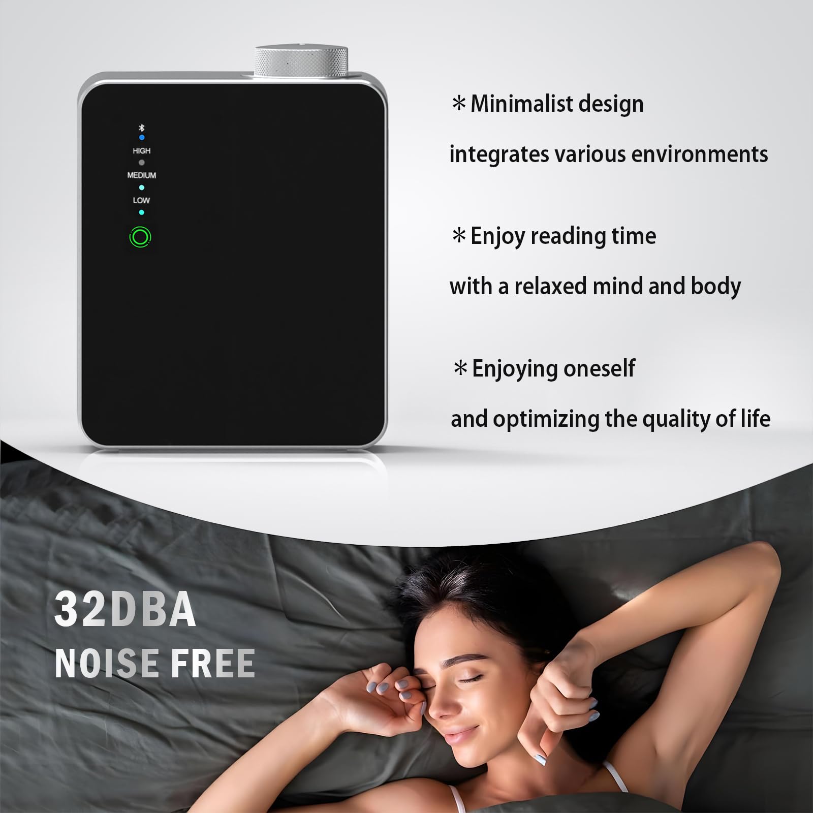 Diffuseur de parfum intelligent Bluetooth sans eau pour maison, spa, bureau, grande pièce, couvre jusqu'à 2000 m², diffuseur d'huile nébulisante d'aromathérapie commerciale, cadeau