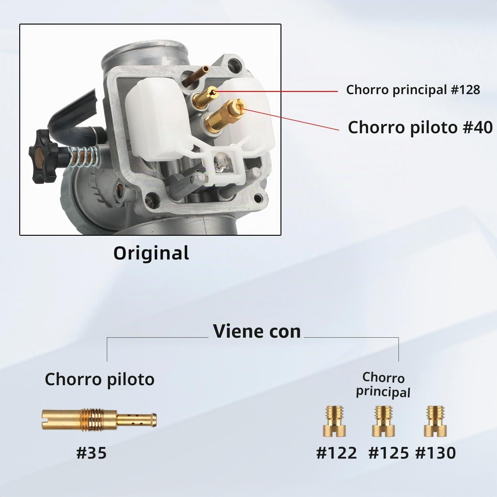 NIBBI Carburador PE30 mm, carburador de motocicleta de 250cc - 300cc con chorros de carbohidratos para motor de motocicleta
