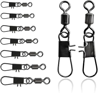Amazon Silanon 強化型サルカン B型インターロック付スナップ 高強度銅製合金 スナップ付きサルカン コネクター 耐腐食 高強度 360 高速回転 スイベル 1 10 8サイズ 50本セット Silanon スイベル スナップ