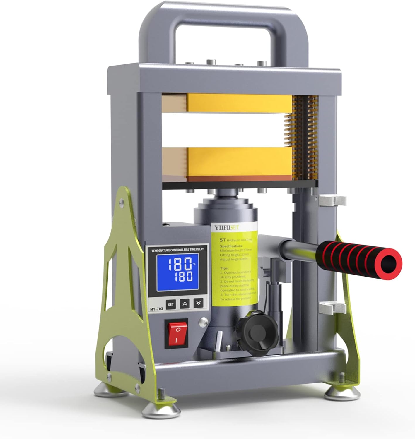 5 Ton Hydraulic Heat Press Machine with 3x5 inch Heated Plates