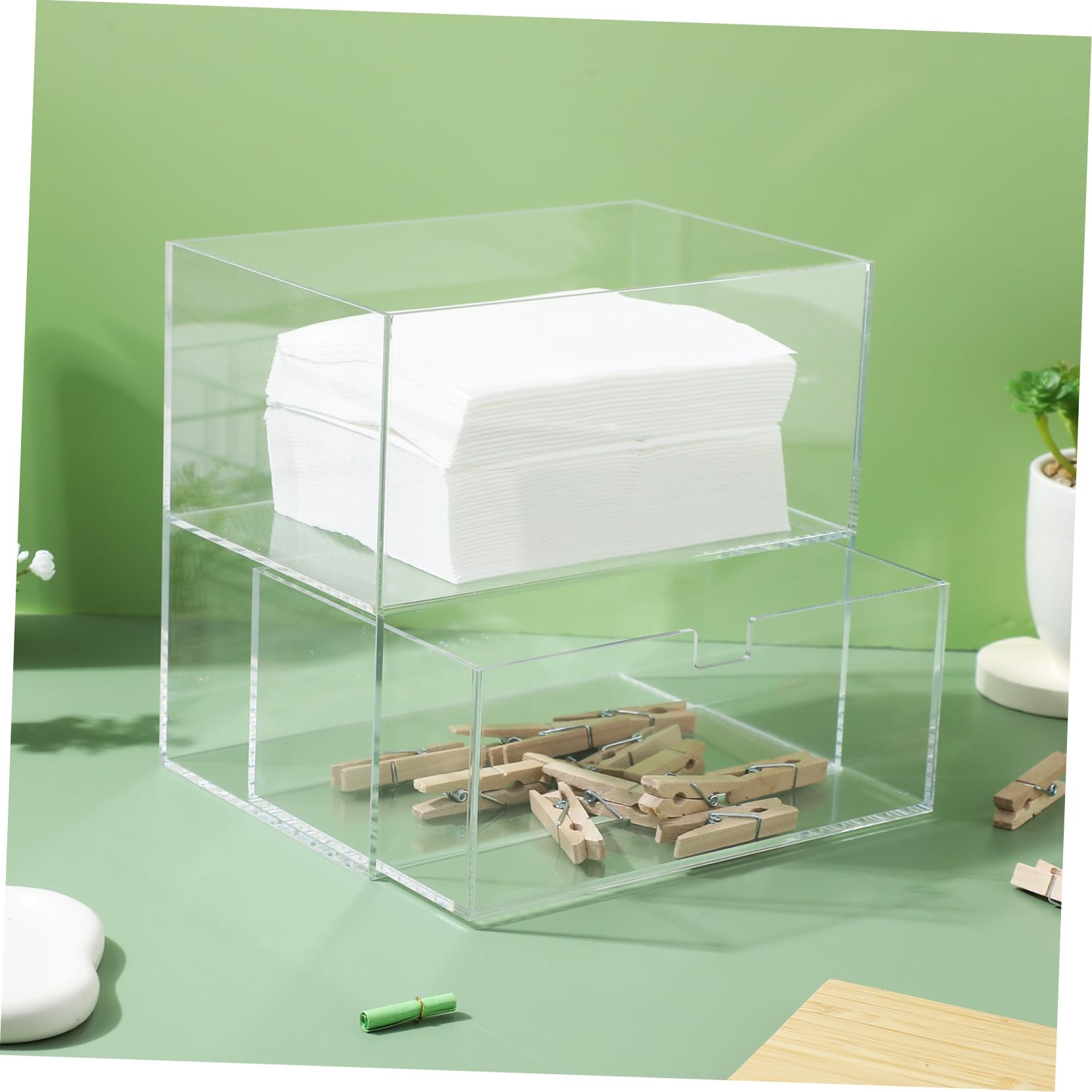 Ciieeo Aufbewahrungsbox Für Waschmittelkapseln Acryl Mit Deckel Doppeltes Fach Platzsparender Organizer Für Wäsche Und Trocknertücher