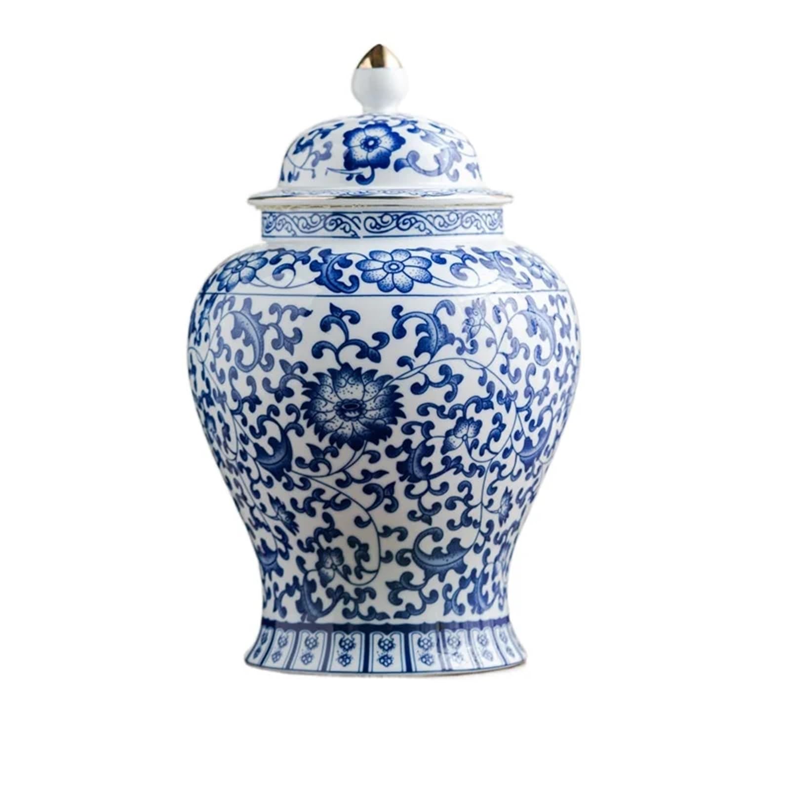 Tarro de Té de Cerámica Almacenamiento sellado del ornamento de la sobremesa tarro té cerámica bobina floral planta(D)