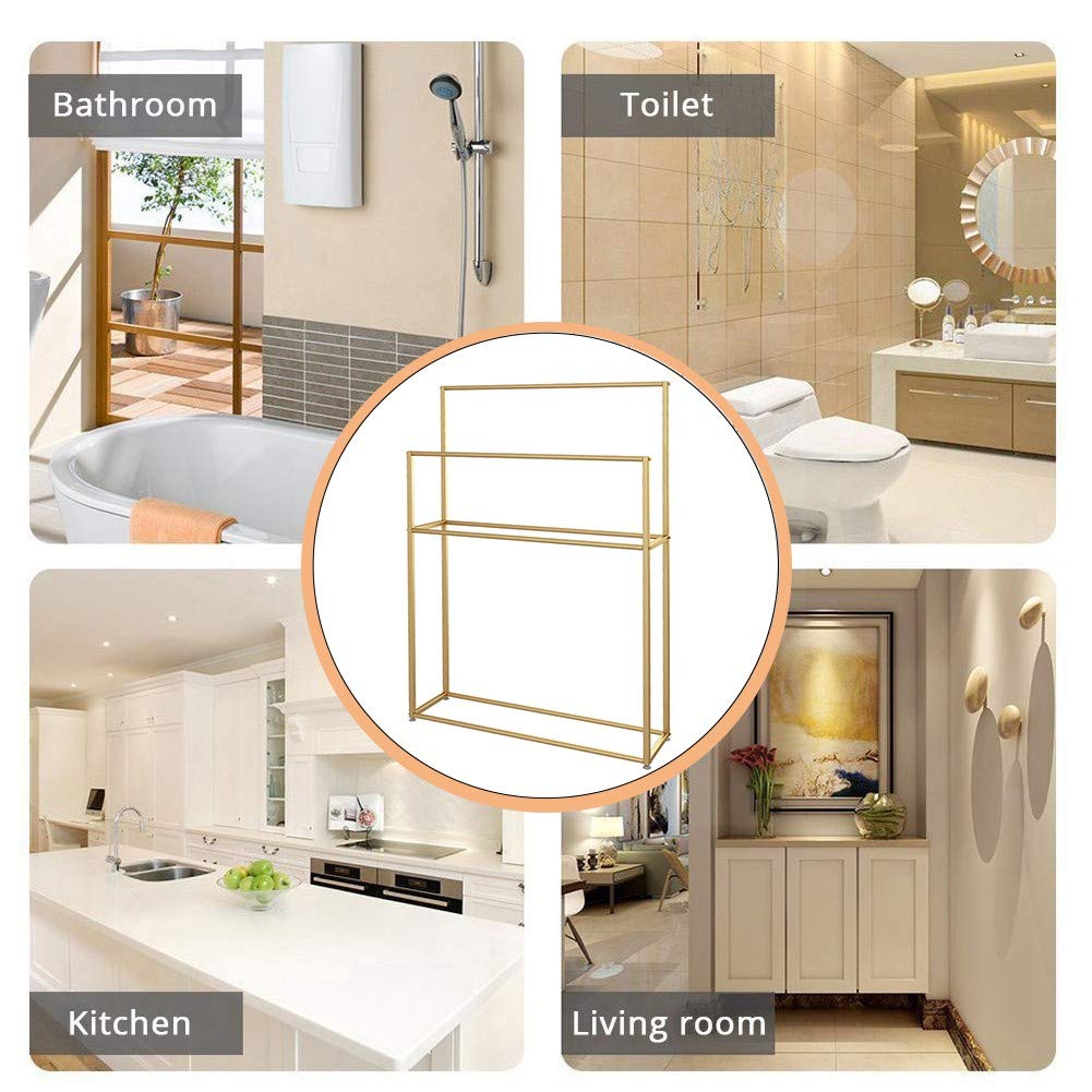 NEECS Portasciugamani da Bagno/portasciugamani per Hotel in Metallo autoportanteSupporto con 4 Barre, portasciugamani da Bagno/portasciugamani per Hotel Alto a 2 Livelli Ferro, Resistent