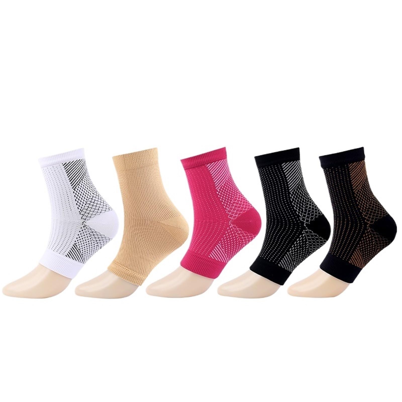 Medias De Compresion 2 Pares de Calcetines for Hombres y Mujeres, Calcetines de compresión for aliviar el Dolor de neuropatía, Tobillera Plantar(White S)