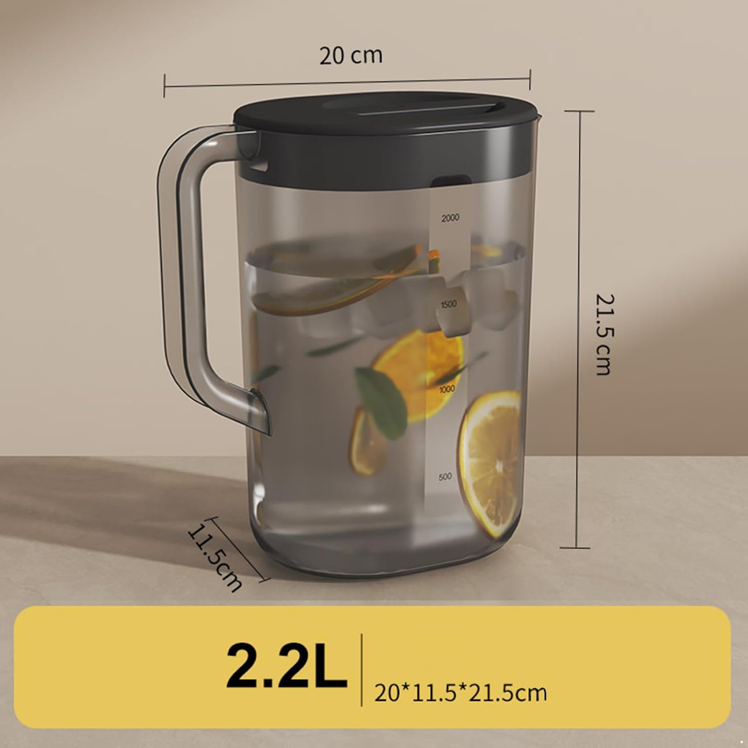 Alvivi Water Pitcher With Lid Spout Slim Design Fits Fridge Door Tea Pitcher Plastic Pitchers With Black One Size