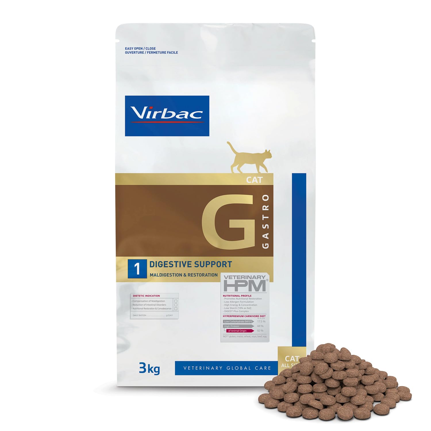 Virbac Veterinary HPM Cat trawienna karma dla kotów 3 kg Rozmiar S
